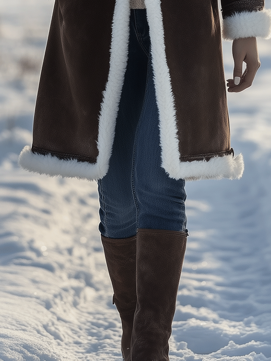 Comfortable And Warm Brown Sherpa Lined Coat