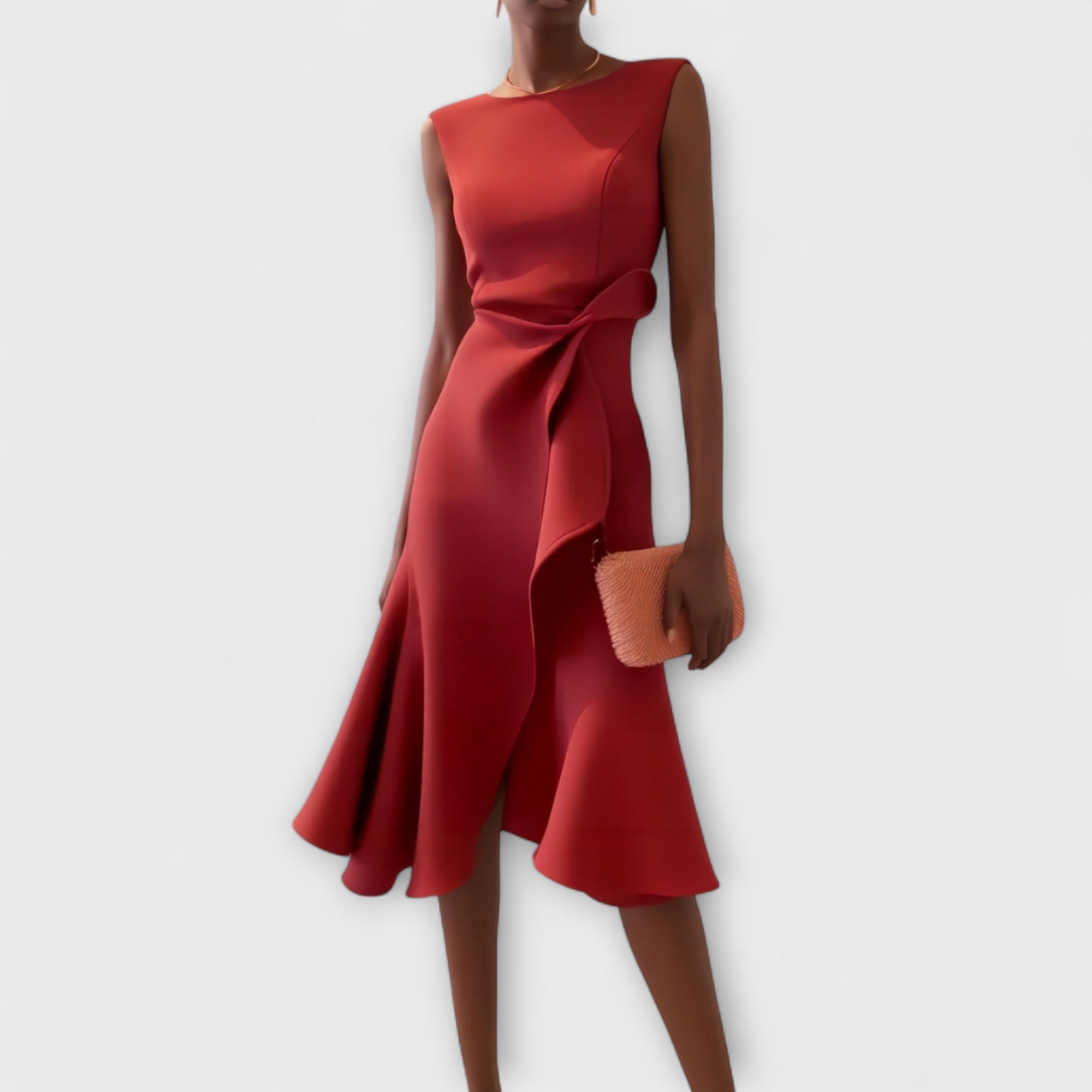 Psyche - Asymmetrical Draped Midi Dress