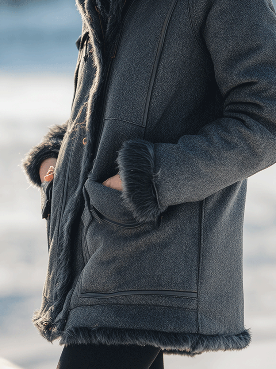 Faux Fur Lined Hooded Coat