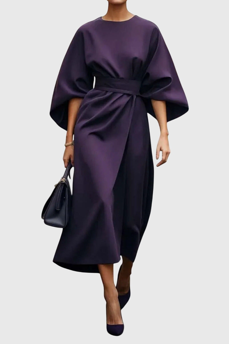 Plouto - Elegant Wide-Sleeve Midi Dress