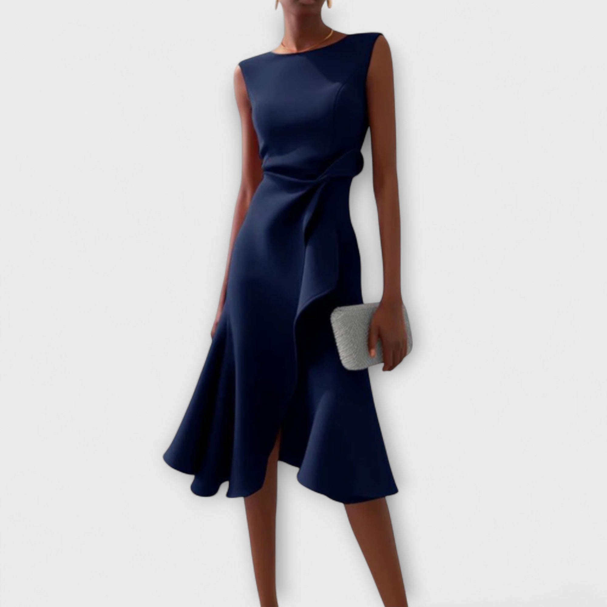 Psyche - Asymmetrical Draped Midi Dress