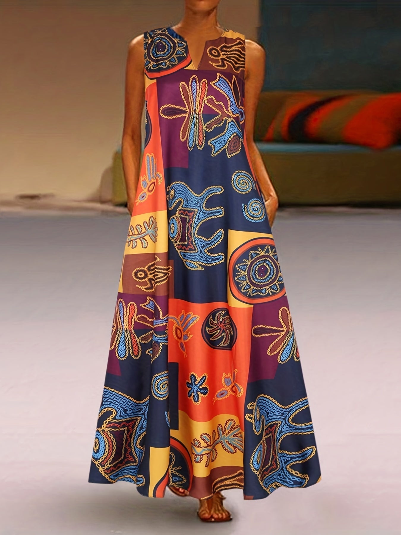 Lachesisessa - Sleeveless Patterned Summer Dress