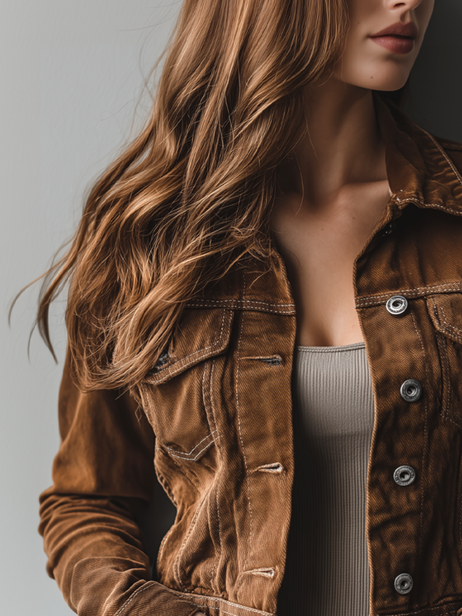 Vintage Brown Denim Trucker Jacket