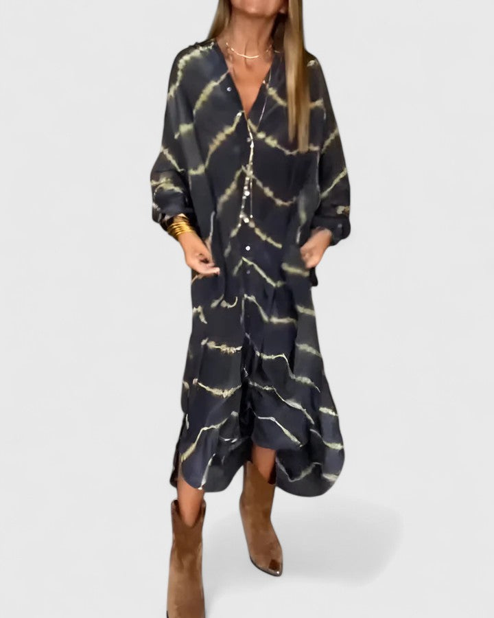 Thetisa - Elegant Boho Striped Maxi Dress