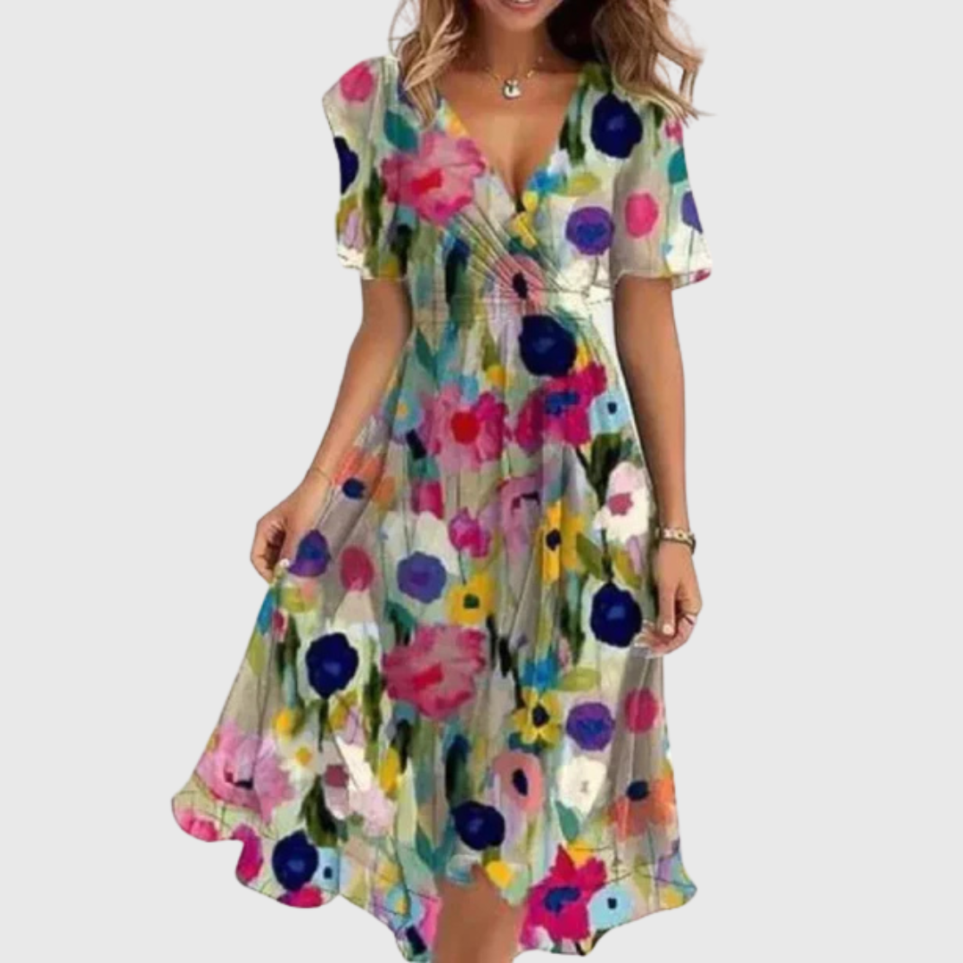 Sterope - Wrap dress with V neckline for women