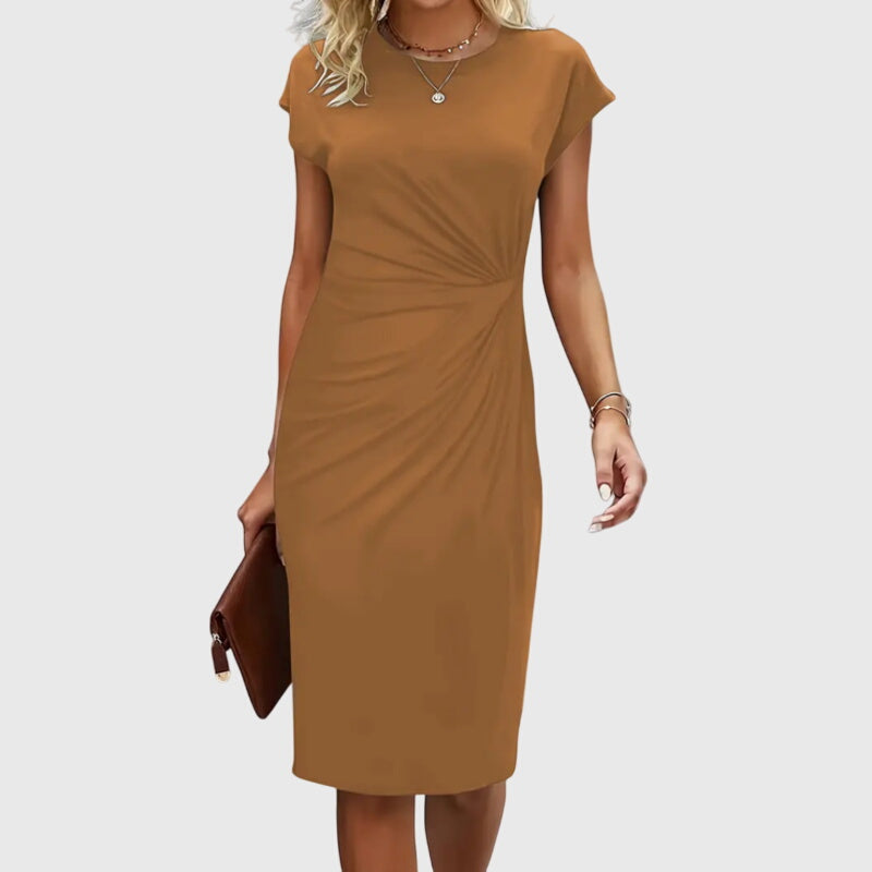 Dioneis - Short sleeve formal midi dress for women