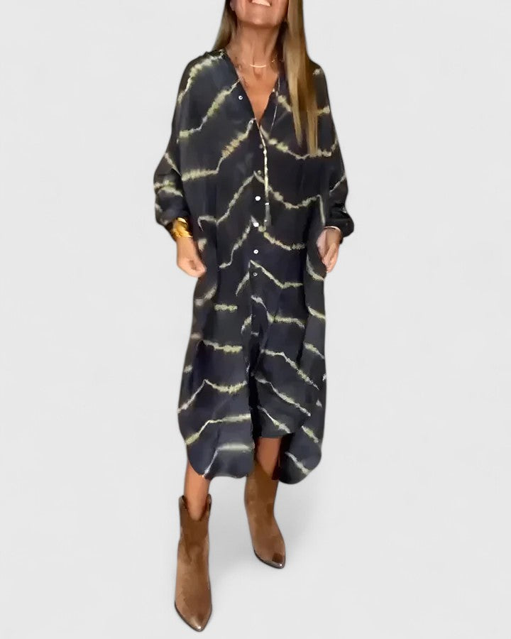 Thetisa - Elegant Boho Striped Maxi Dress