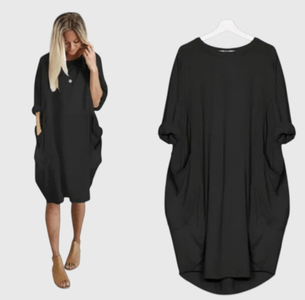 Ligeia - Midi Summer Dress with Loose Fit