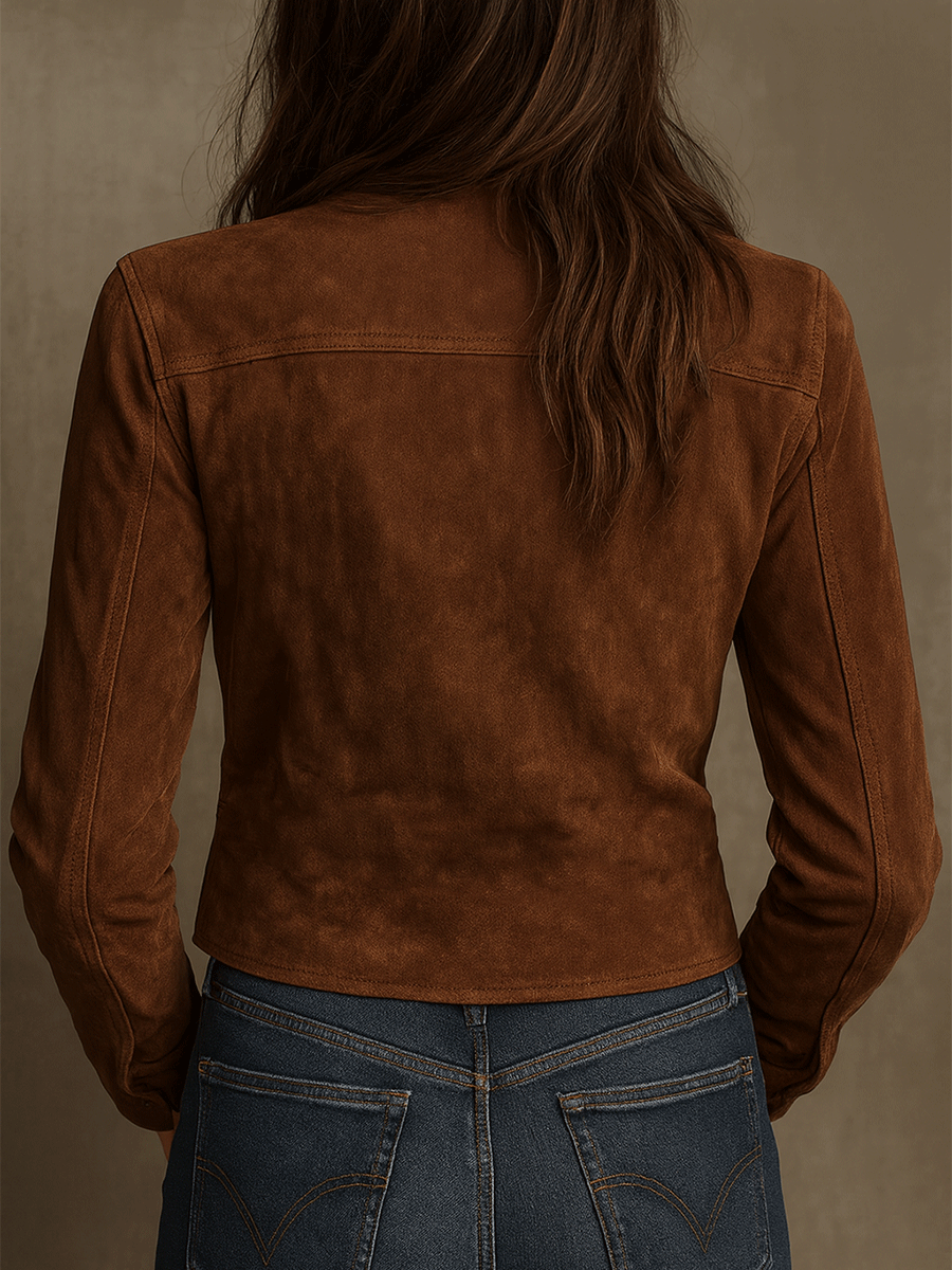 Vintage Brown Suede Utility Jacket