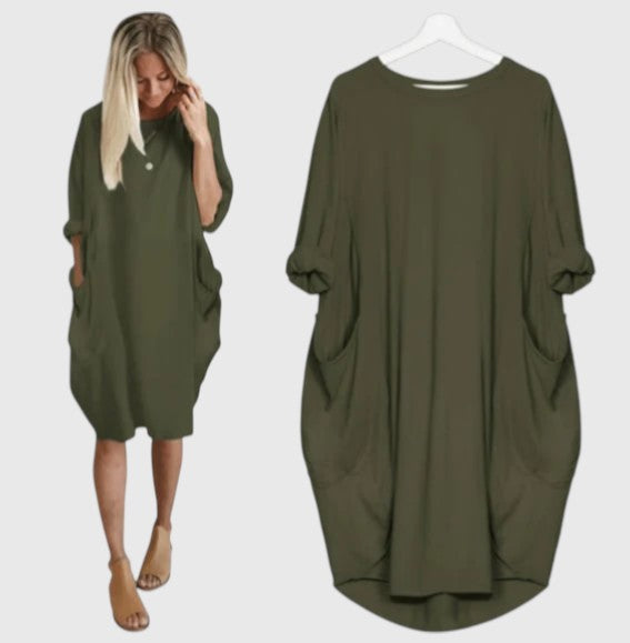 Ligeia - Midi Summer Dress with Loose Fit