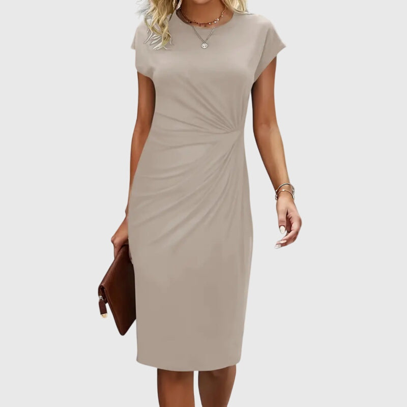 Dioneis - Short sleeve formal midi dress for women