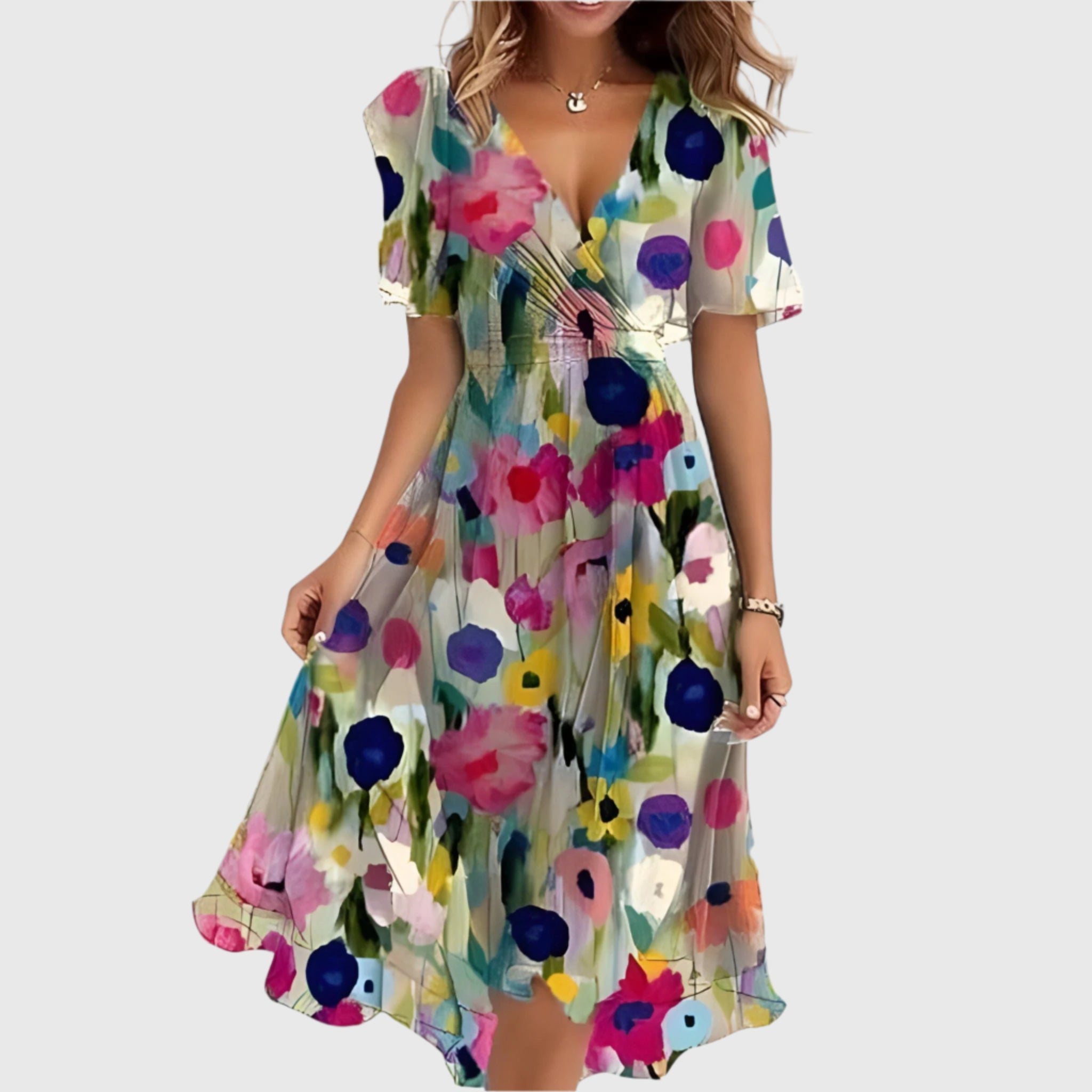 Zephyra - Elegant Floral Midi Dress