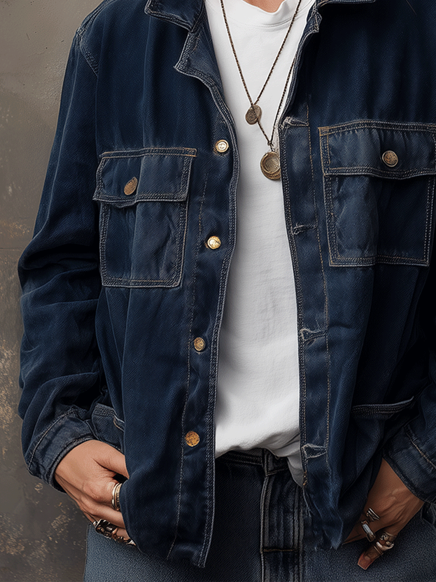 Vintage Casual Washed Denim Jacket