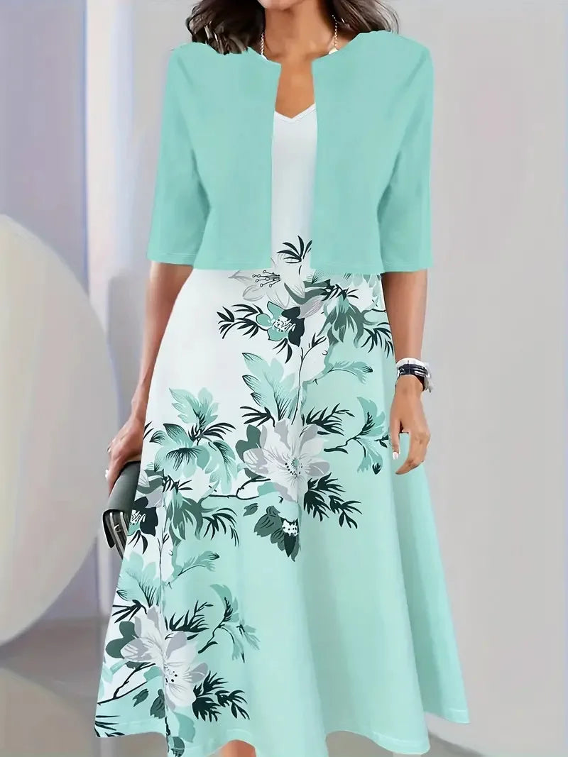 Pasiphae - Chic ladies summer midi dress with blazer