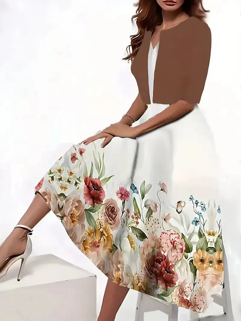 Pasiphae - Chic ladies summer midi dress with blazer