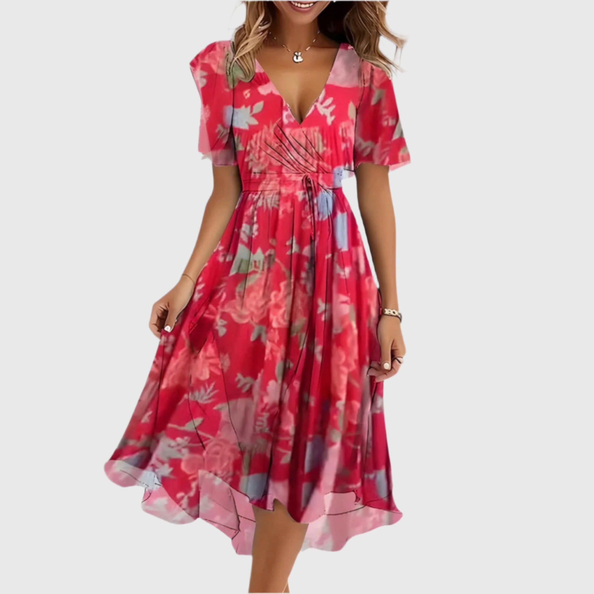 Zephyra - Elegant Floral Midi Dress