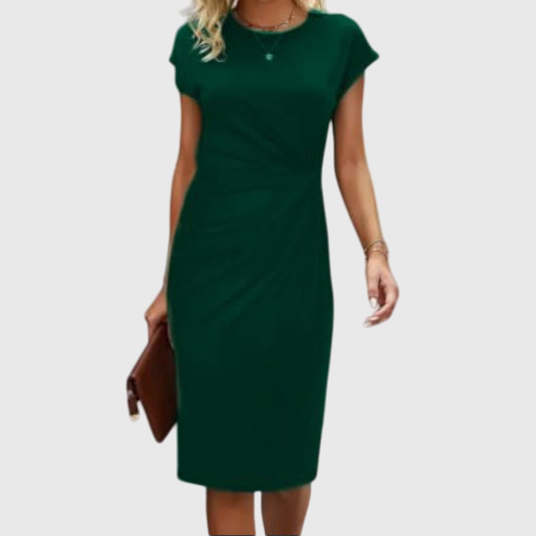 Dioneis - Short sleeve formal midi dress for women