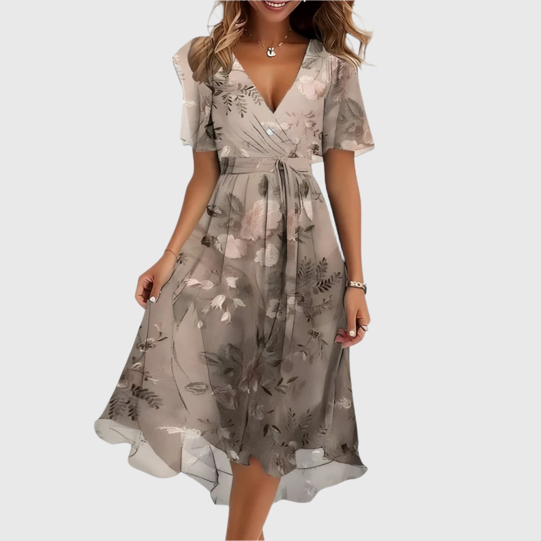 Zephyra - Elegant Floral Midi Dress
