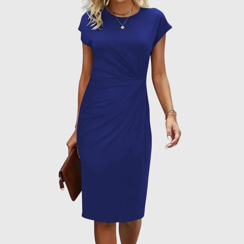Dioneis - Short sleeve formal midi dress for women