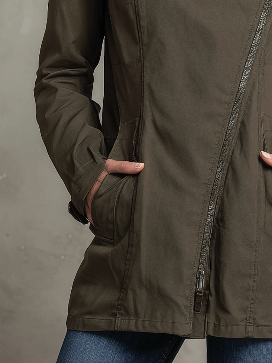 Irregular Zipper Military-style Jacket