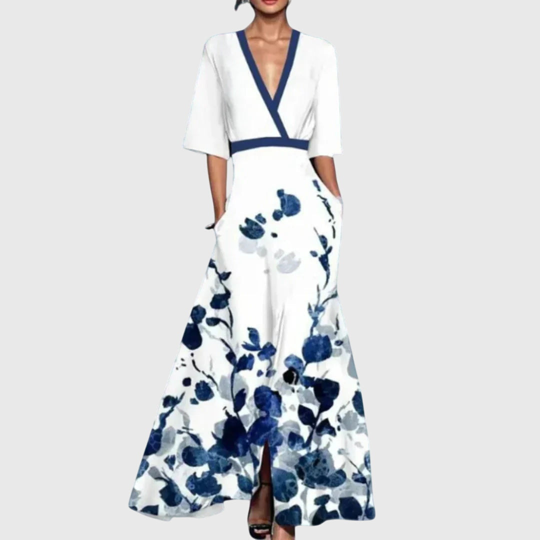 Peithoona - Elegant Maxi Dress with Floral Pattern