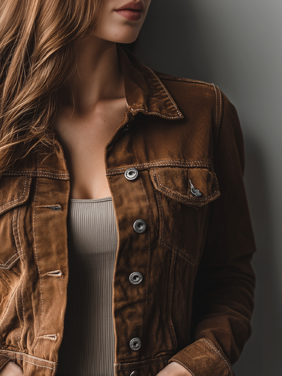 Vintage Brown Denim Trucker Jacket