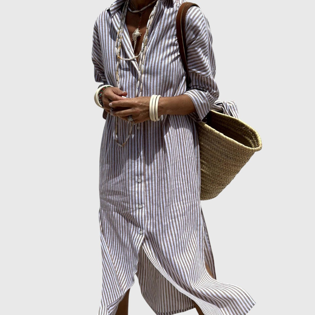 Despinaa - Elegant striped shirt dress