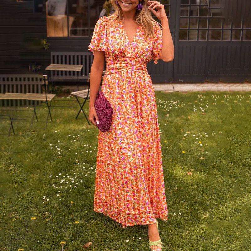 Clymeneona - Classic V-Neck Dress