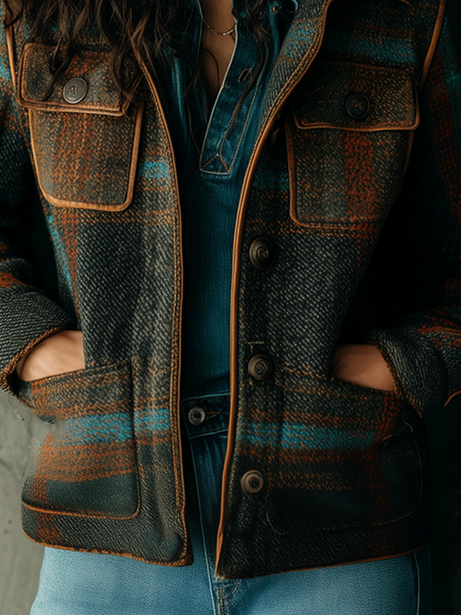 Chic Checked Wool-Blend Jacket