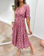 Hebeaia - Polka Dot V-Neck Dress
