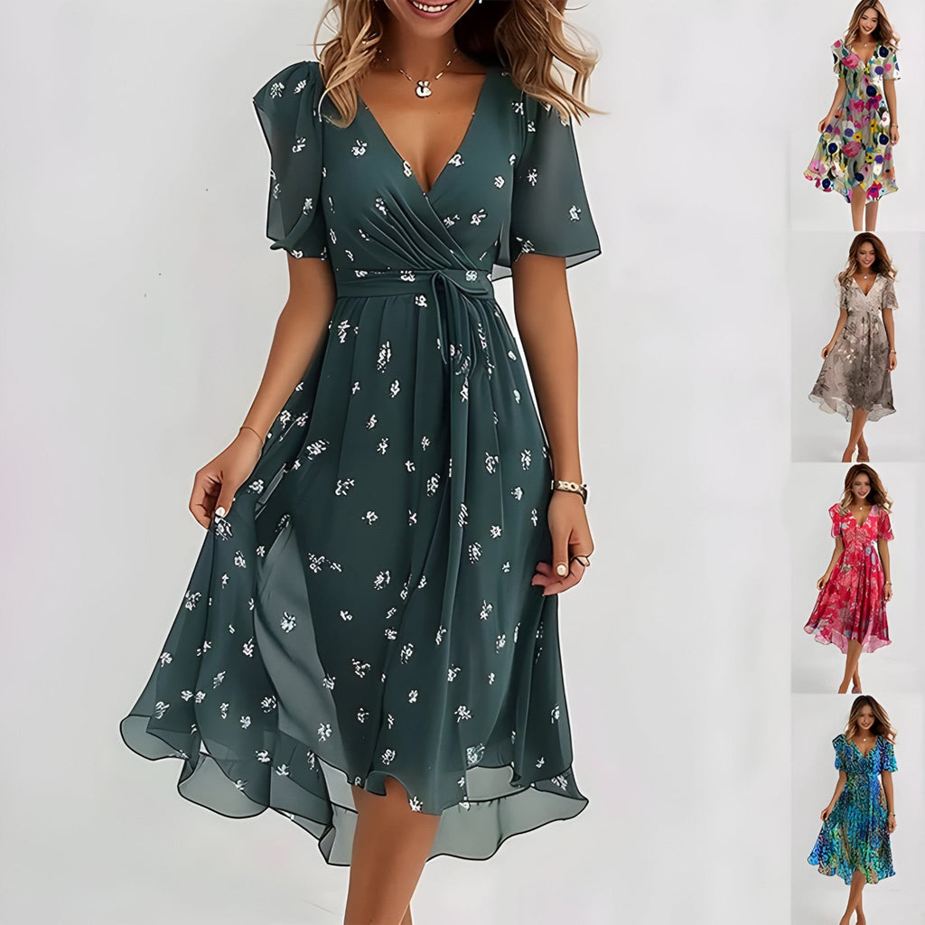 Zephyra - Elegant Floral Midi Dress
