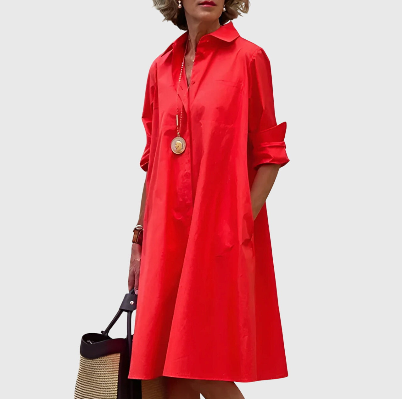 Philomela - Women's midi dress with a flowing cut and effortless comfort