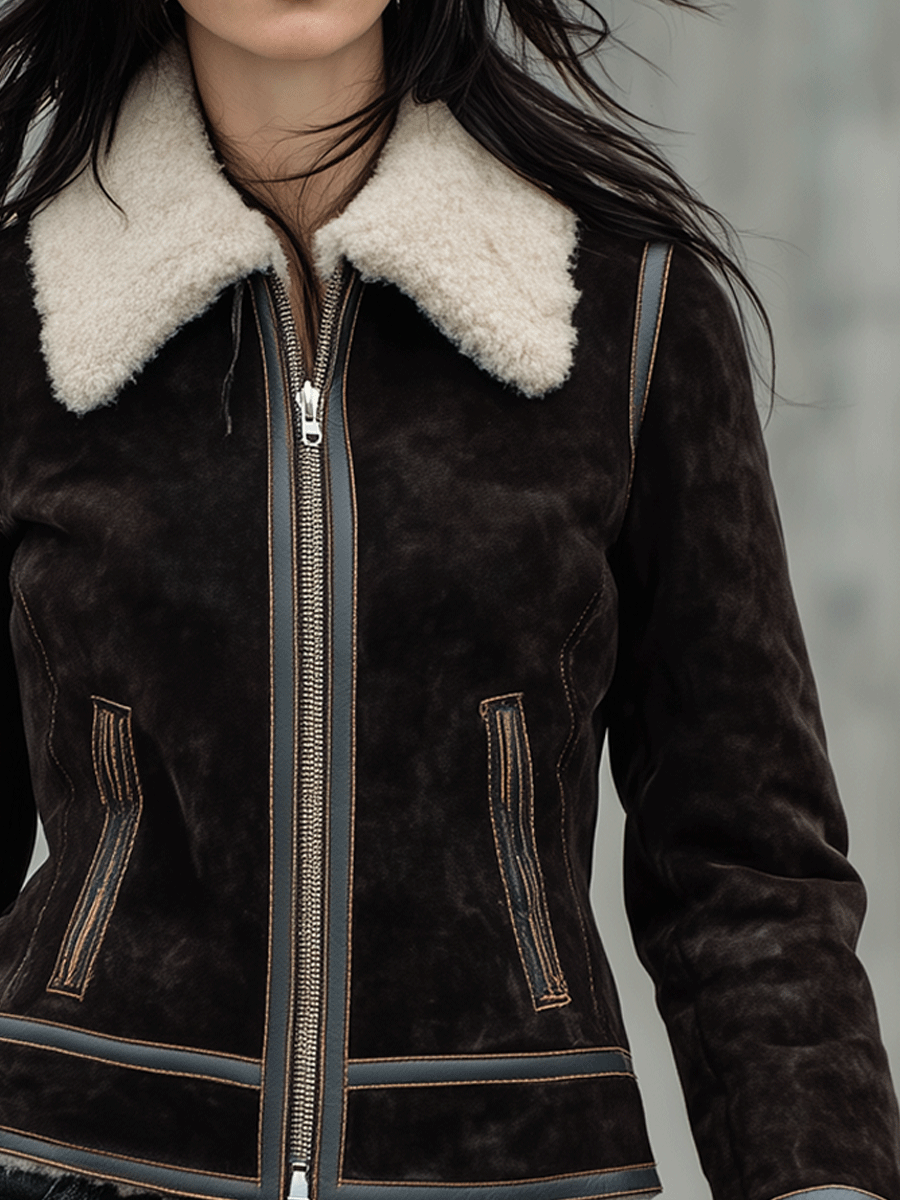 Comfortable And Warm Black Suede Sherpa Lined Jacket