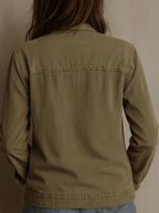 Casual Olive Cotton Utility Jacket