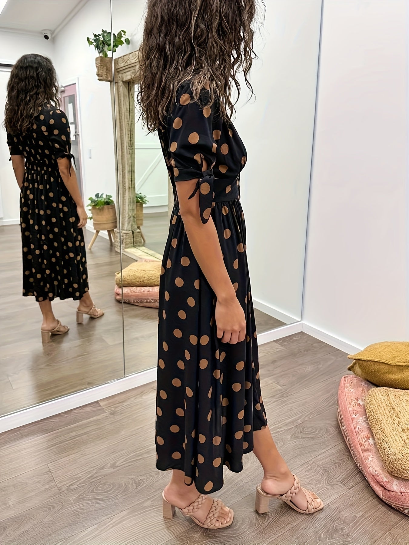 Hebeaia - Polka Dot V-Neck Dress