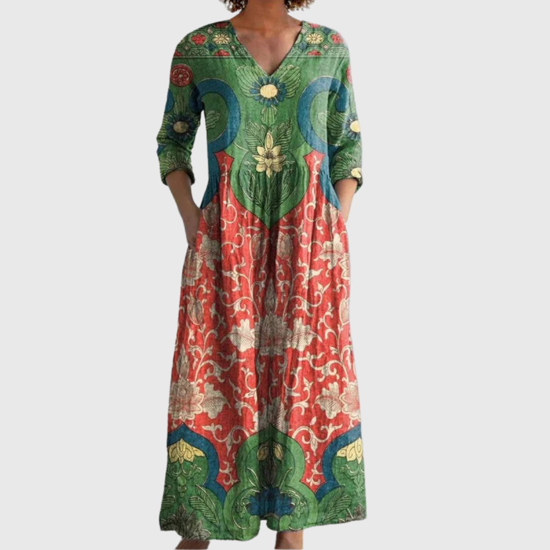 Praxidikeia - Vintage Floral Maxi Dress