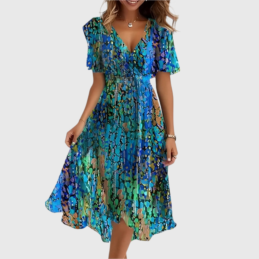 Zephyra - Elegant Floral Midi Dress
