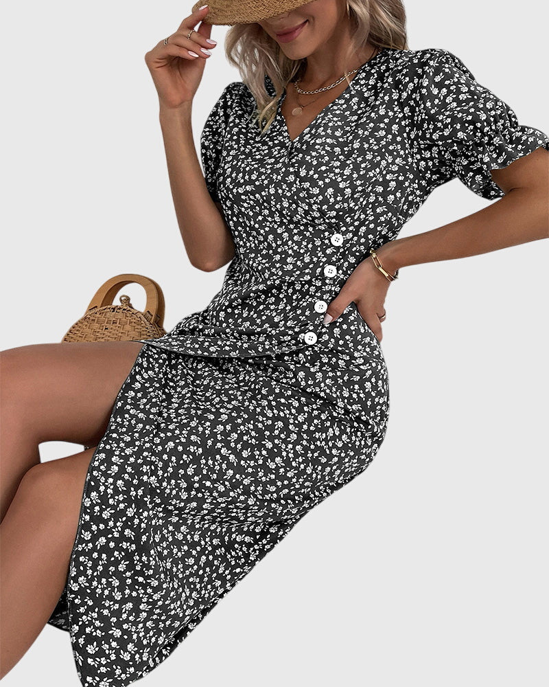 Myrrha - Fresh Bloom V-Neck Dress
