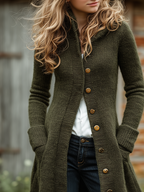Vintage Stand Collar Slim-fit Knitted Jacket