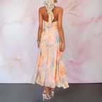 Thaliaona - Elegant fitted watercolour print dress