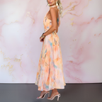 Thaliaona - Elegant fitted watercolour print dress