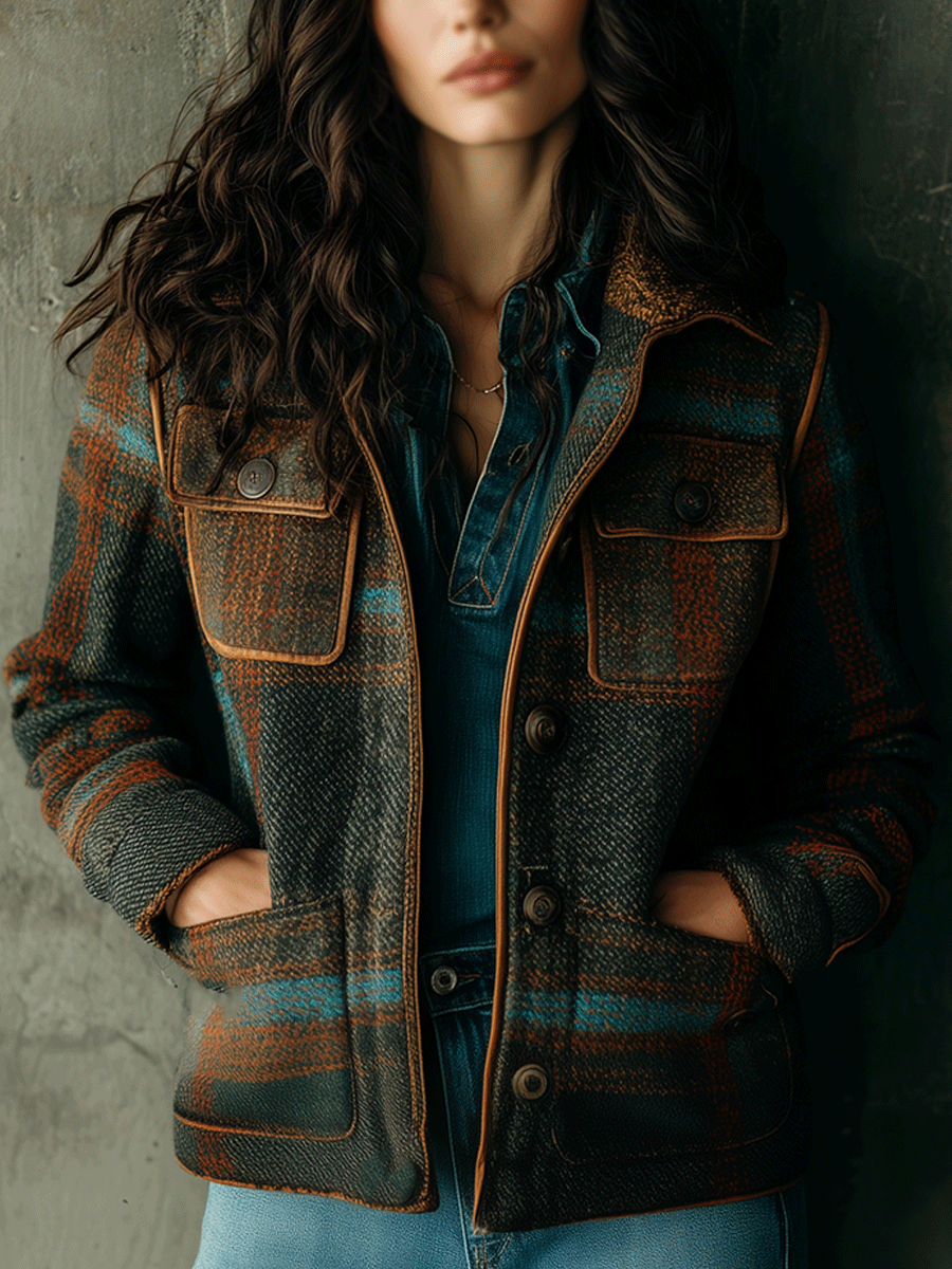 Chic Checked Wool-Blend Jacket