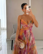 Cassandraona - Stunning Maxi Dress For Wedding Guests With V Neckline For Women