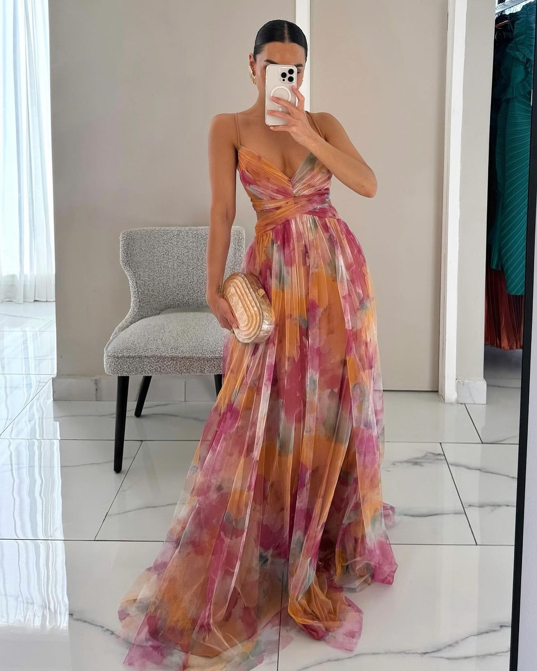 Cassandraona - Stunning Maxi Dress For Wedding Guests With V Neckline For Women