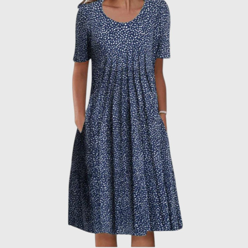 Rheaara - Elegant Tummy Flattering Midi Dress