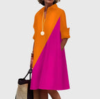 Philomela - Women's midi dress with a flowing cut and effortless comfort