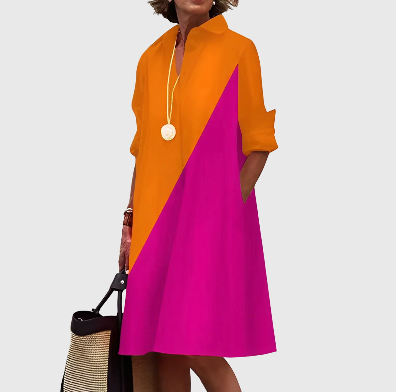 Philomela - Women's midi dress with a flowing cut and effortless comfort