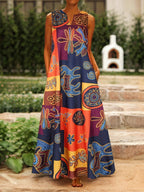Lachesisessa - Sleeveless Patterned Summer Dress