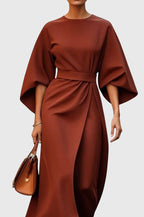Plouto - Elegant Wide-Sleeve Midi Dress