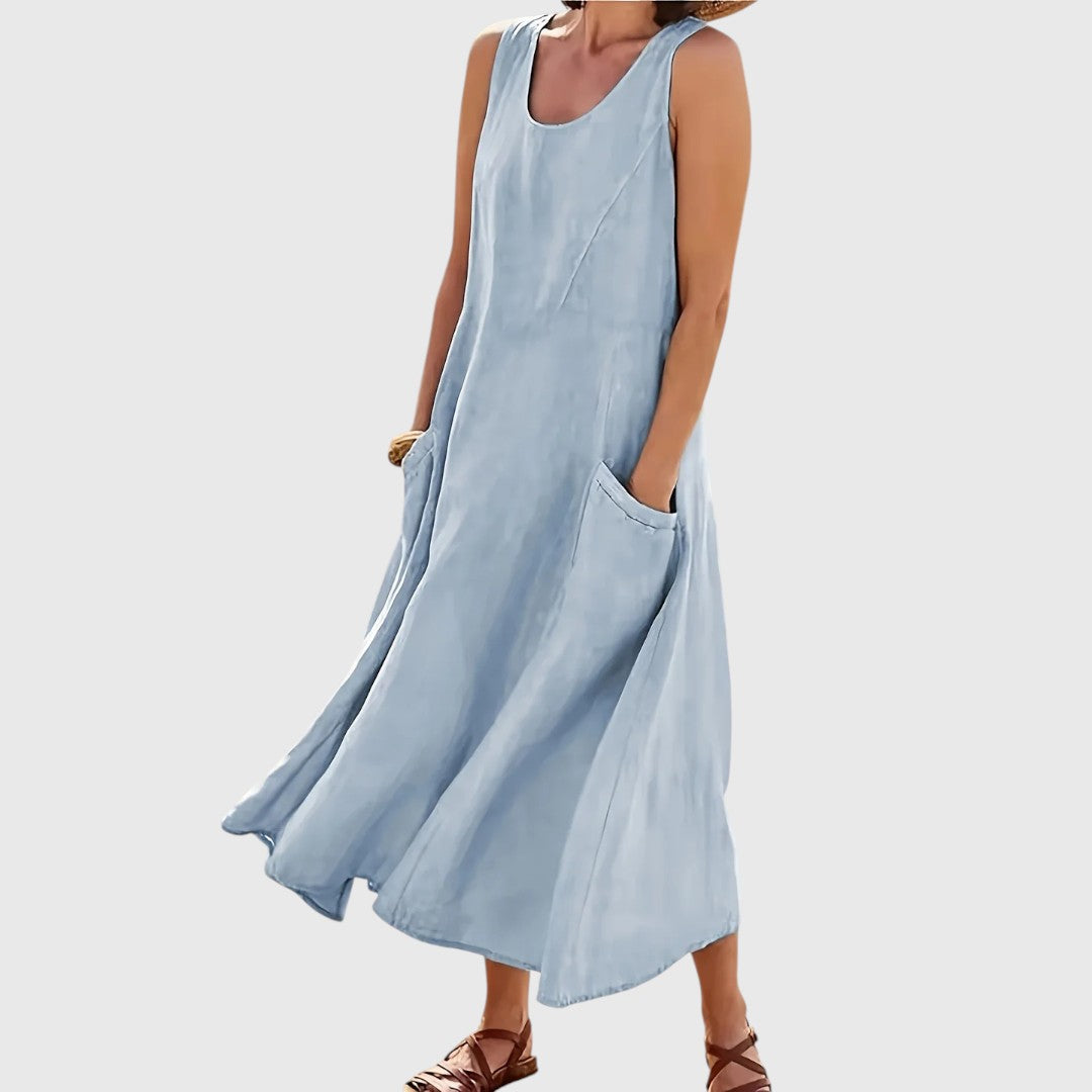 Amphitriteaia - Casual Sleeveless Dress with Pockets